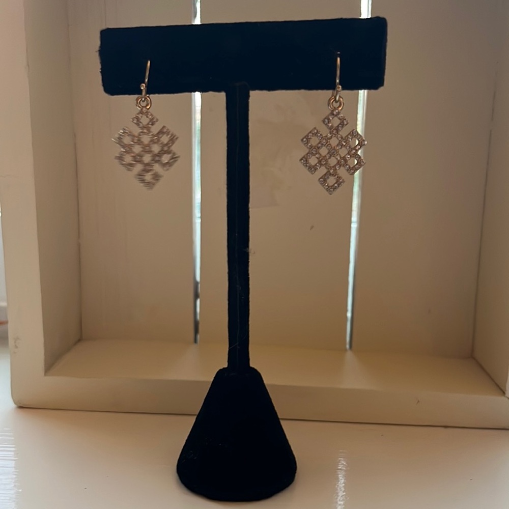 NWOT gold metal and cz geo earrings